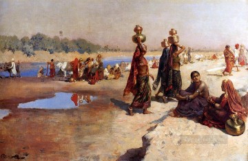  Persian Oil Painting - Water Carriers Of The Ganges Persian Egyptian Indian Edwin Lord Weeks